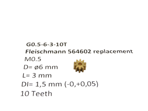 micromotor G0.5-6-3-10T tandwiel voor Fleischmann