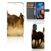 Motorola Moto E32 | Moto E32s Telefoonhoesje met Pasjes Design Cowboy - thumbnail