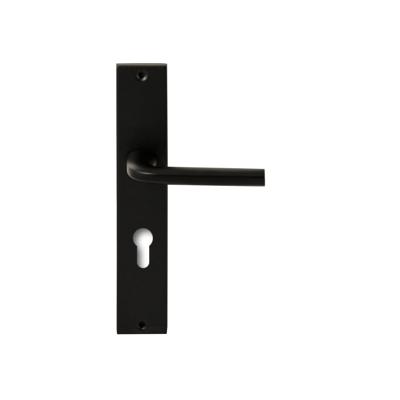 Deurkruk Kreta Zwart op rechthoekig langschild profielcilinder 72mm Deurkruk Kreta Zwart op rechthoekig langschild profielcilinder 72mm