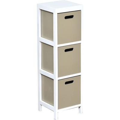 Zeer Mooie Ladekast met 3 Laden 77x22x22cm - Ladekast - MDF/Paulownia - Wit/Taupe - Opbergen - Meubel - Interieur - met handgreep Zeer Mooie Ladekast met 3 Laden 77x22x22cm - Ladekast - MDF/Paulownia - Wit/Taupe - Opbergen - Meubel - Interieur - met handgreep