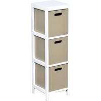 Zeer Mooie Ladekast met 3 Laden 77x22x22cm - Ladekast - MDF/Paulownia - Wit/Taupe - Opbergen - Meubel - Interieur - met handgreep