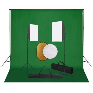 VidaXL Fotostudioset met softboxlampen, achtergrond en reflector