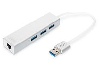 Digitus DA-70250-1 interface hub USB 3.2 Gen 1 (3.1 Gen 1) Type-A 1000 Mbit/s Zilver, Wit