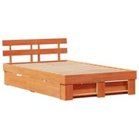 vidaXL Bedframe met lade met hoofdeinde met opslag Wasbruin 120 x 200 cm Massief hout