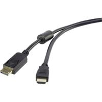 Renkforce RF-3301446 DisplayPort-kabel DisplayPort / HDMI Adapterkabel DisplayPort-stekker, HDMI-A-stekker 3.00 m Zwart Met Ferrietkern, Vergulde steekcontacten - thumbnail