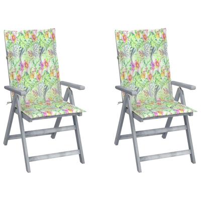 vidaXL Tuinstoelen 2 st verstelbaar met kussens massief acaciahout