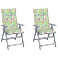 vidaXL Tuinstoelen 2 st verstelbaar met kussens massief acaciahout