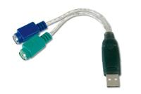DIGITUS USB naar PS/2 adapter, 2 x mini-Din 6 stopcontacten, USB A-stekker