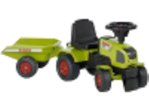 Falk 'Claas Axos 310' groene looptractor incl. aanhanger