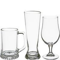 Bierglazen set - pilsglazen/bierpullen/bierglazen op voet - 12x stuks - glas - thumbnail