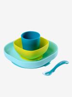 Serviesset 4 items silicone BEABA blauw - thumbnail