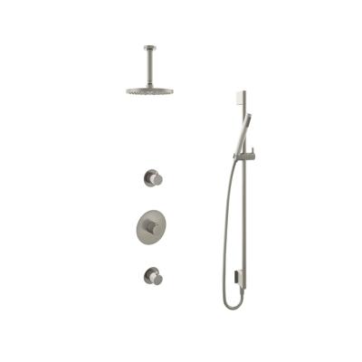 Hotbath Get Together doucheset met 2 stopkranen met 15 cm plafondbuis, 20 cm hoofddouche, glijstang, geborsteld nikkel