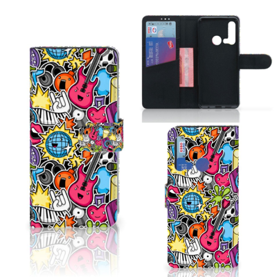 Huawei P20 Lite (2019) Wallet Case met Pasjes Punk Rock
