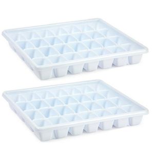 IJsblokjesvormen XXL tray - voor 28x ijsklontjes - 2x - kunststof - wit