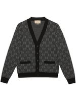 Gucci logo-jacquard wool cardigan - Gris - thumbnail