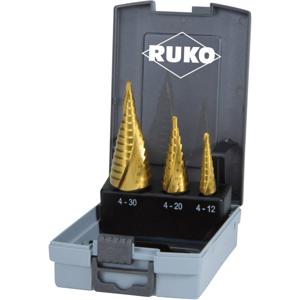 RUKO 101026TRO Getrapteboorset 3-delig 4 - 12 mm, 4 - 20 mm, 4 - 30 mm HSS 3 vlakken schacht 1 set(s)