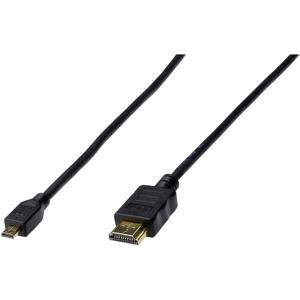 Digitus AK-330109-010-S HDMI-kabel HDMI Aansluitkabel HDMI-A-stekker, HDMI-micro-D-stekker 1.00 m Zwart Vergulde steekcontacten