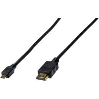 Digitus AK-330109-010-S HDMI-kabel HDMI Aansluitkabel HDMI-A-stekker, HDMI-micro-D-stekker 1.00 m Zwart Vergulde steekcontacten - thumbnail