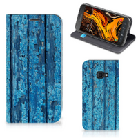 Samsung Galaxy Xcover 4s Book Wallet Case Wood Blue - thumbnail