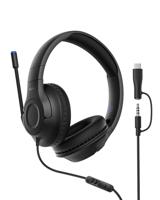 Belkin Gaming Inspire Bedrade Headset voor kinderen met USB-C-adapter, koptelefoon met verstelbare boommicrofoon, max. 85dB, voor Nintendo Switch 2, iPhone 16, Galaxy S25, Tablet, voor op reis - Zwart