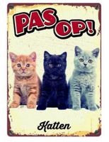 PLENTY GIFTS WAAKBORD BLIK KATTEN 15X21 CM - thumbnail