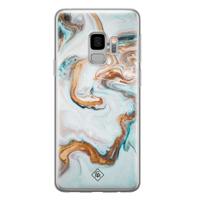 Samsung Galaxy S9 siliconen hoesje - Marmer blauw goud