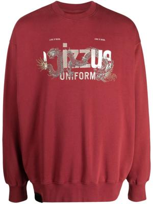 izzue Sweater met logoprint en verlaagde schouders - Rood izzue Sweater met logoprint en verlaagde schouders - Rood