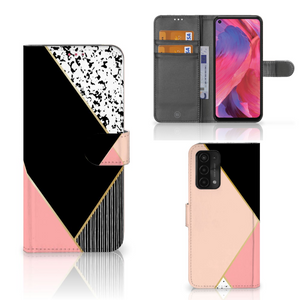 OPPO A54 5G | A74 5G | A93 5G Book Case Zwart Roze Vormen