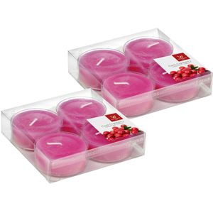 8x Maxi geurtheelichtjes cranberry/roze 8 branduren