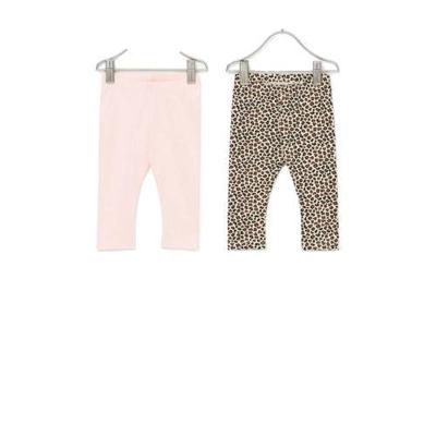 Ellos baby legging Ambe met all over print roze-lichtbruin/zwart - (set van 2)