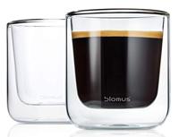 blomus -NERO- set van 2 koffieglazen van glas, 200 ml inhoud, dubbelwandig thermoglas, zwevend/zwevend effect, vaatwasmachinebestendig (H x B x D: 8,5 x 7,5 x 7,5 cm, glas, 63653)