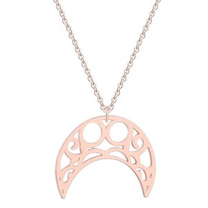 Hippe dames ketting Staal Maan Hanger Rose