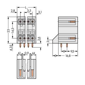 WAGO 734-405/001-000 Male behuizing (board) 734 Totaal aantal polen: 5 Rastermaat: 3.50 mm Inhoud: 100 stuk(s)