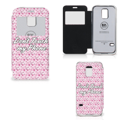 Samsung Galaxy S5 Mini Portemonnee Hoesje Flowers Pink DTMP