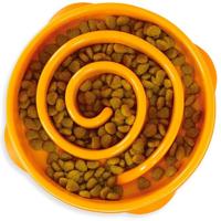 Outward Hound Fun Feeder Slo Bowl - Hondenvoederbak - tegen schrokken - oranje - Medium/Mini