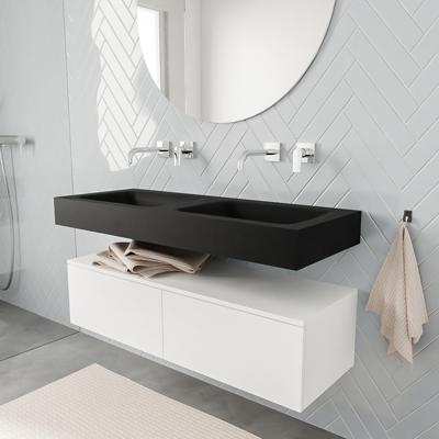 Zaro ALAN vrijhangende wastafel 120cm met wasbak dubbel en onderkast in kleur Wit mat 2 lade(s) Zaro ALAN vrijhangende wastafel 120cm met wasbak dubbel en onderkast in kleur Wit mat 2 lade(s)