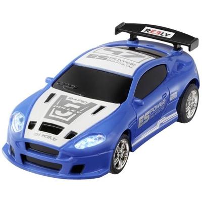 Reely 1:64 RC auto Elektro Straatmodel Mini Racer Blauw-wit Brushed Achterwielaandrijving RTR 2,4 GHz Incl. accu en lad