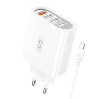 XO L110 4-poorts wandoplader met USB-C kabel - 18W - Wit