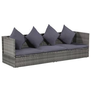 Loungebed 200x60x58 cm poly rattan grijs