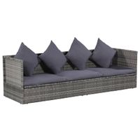 Loungebed 200x60x58 cm poly rattan grijs