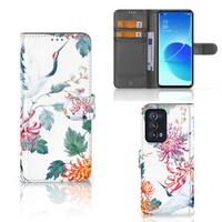 OPPO Reno 6 Pro Plus 5G Telefoonhoesje met Pasjes Bird Flowers