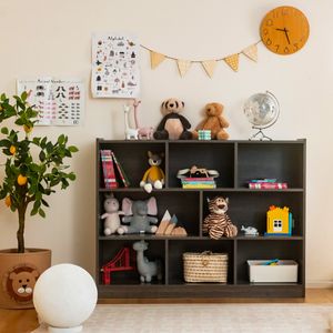 Kinderboekenkast op 3 Niveaus met 8 Planken Kinderboekenrek voor Kinderkamer Woonkamer Belastbaar tot 60 kg 122 x 32 x 93 CM