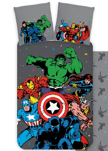 Marvel Avengers Dekbedovertrek Team grijs - 140 x 200 cm - 70 x 90 cm