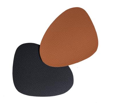 Jay Hill Onderzetters Leer - Zwart / Cognac - Organic - dubbelzijdig - 13 x 11 cm - 6 stuks