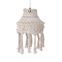 PTMD Milley Cream cotton macrame hanging lamp round