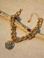 Gold metal hip-hop punk style letter love geometric thick chain single layer anklet - thumbnail