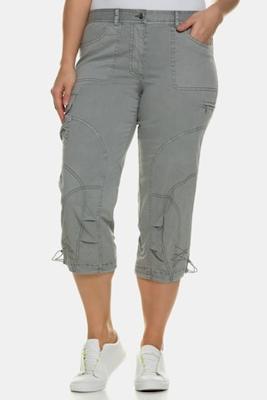 Ulla Popken 7/8 broek, deels elastische band, ceintuurlussen - Grote Maten