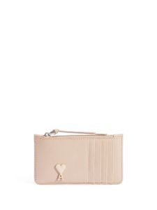 AMI Paris porte-cartes en cuir à logo imprimé - 679 NUDE PINK