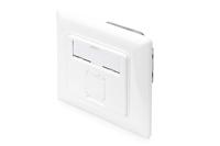 DIGITUS Aansluitdoos Cat-6A - 1 poort RJ45 - inbouw netwerkcontactdoos - 28mm inbouwdiepte - ontwerpbaar - zuiver wit