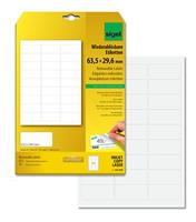 SIGEL LA210 verwijderbare etiketten wit, 63,5 x 29,6 mm, 675 etiketten = 25 vellen, afgerond